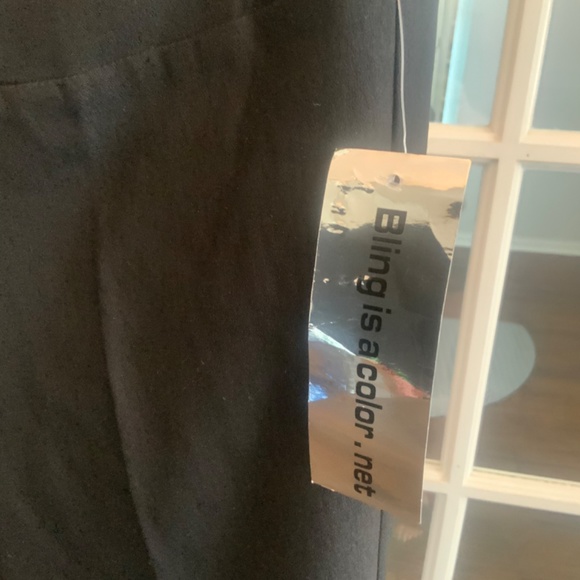 Black Rhinestone Leg Pants - Picture 3 of 6